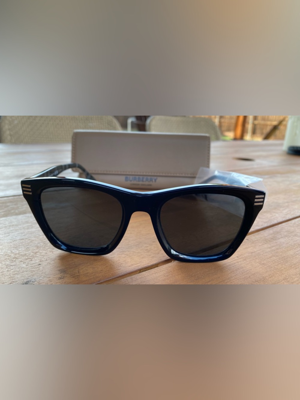 Burberry Glossy Black Square Sunglasses with Dark Lenses